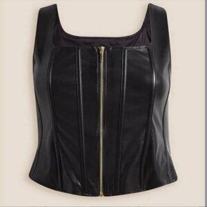 Torrid 1 Black Faux Leather Zip Front Corset Bustier Top Steampunk Gothic 14-16